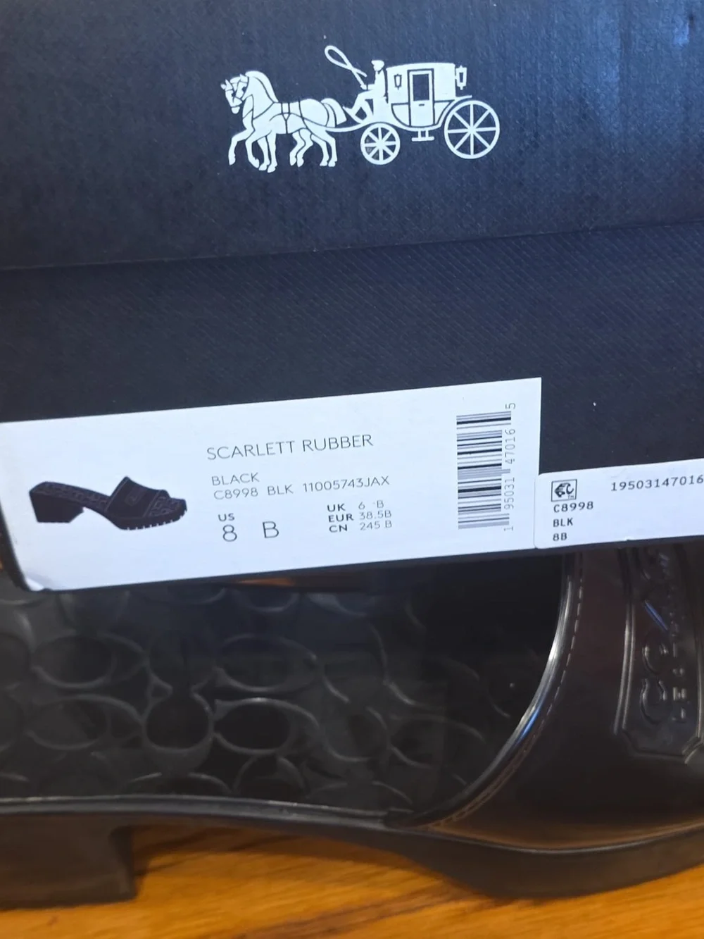 size 8 B coach rubber black sandals with tag womens